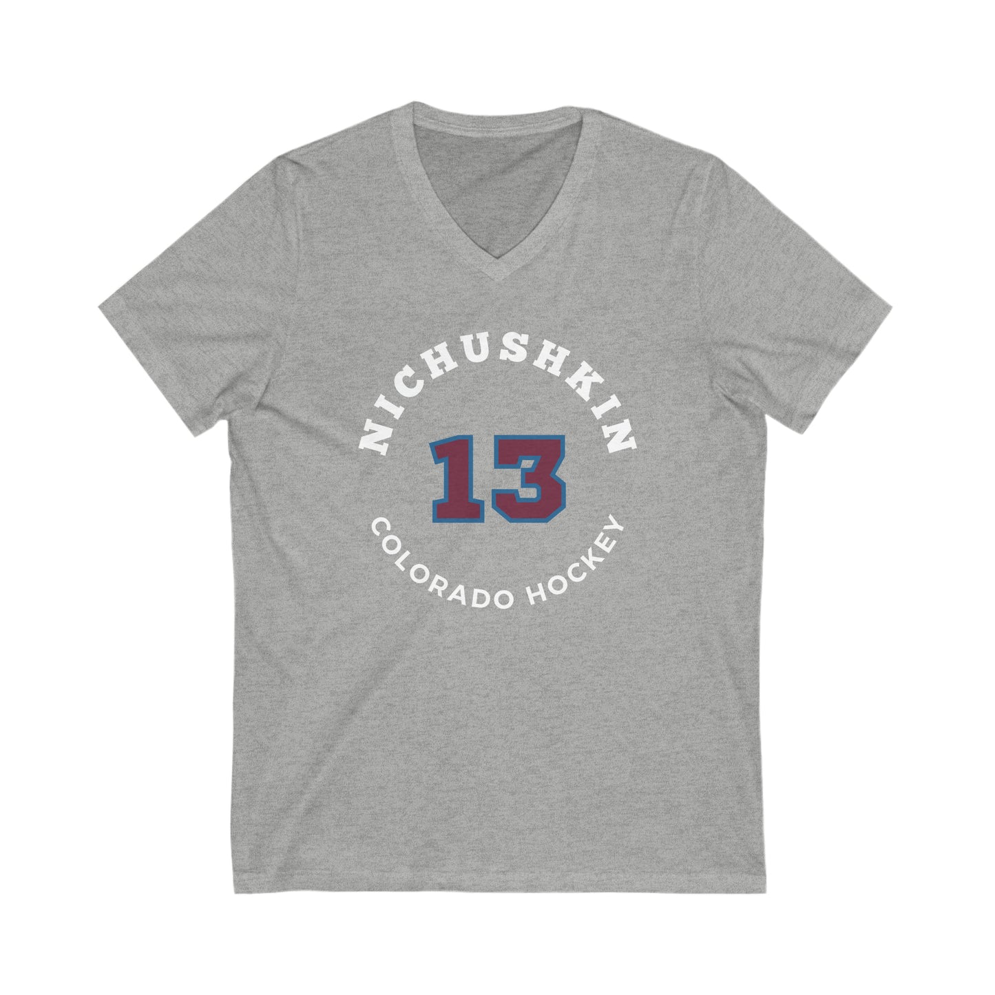 Nichushkin 13 Colorado Hockey Number Arch Design Unisex V-Neck Tee