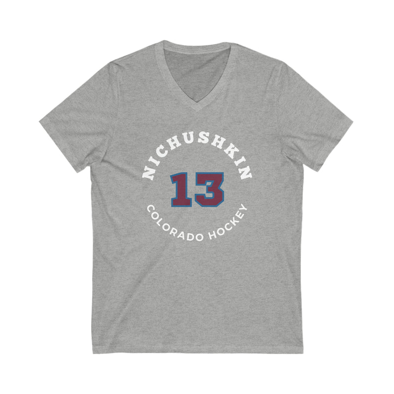 Nichushkin 13 Colorado Hockey Number Arch Design Unisex V-Neck Tee