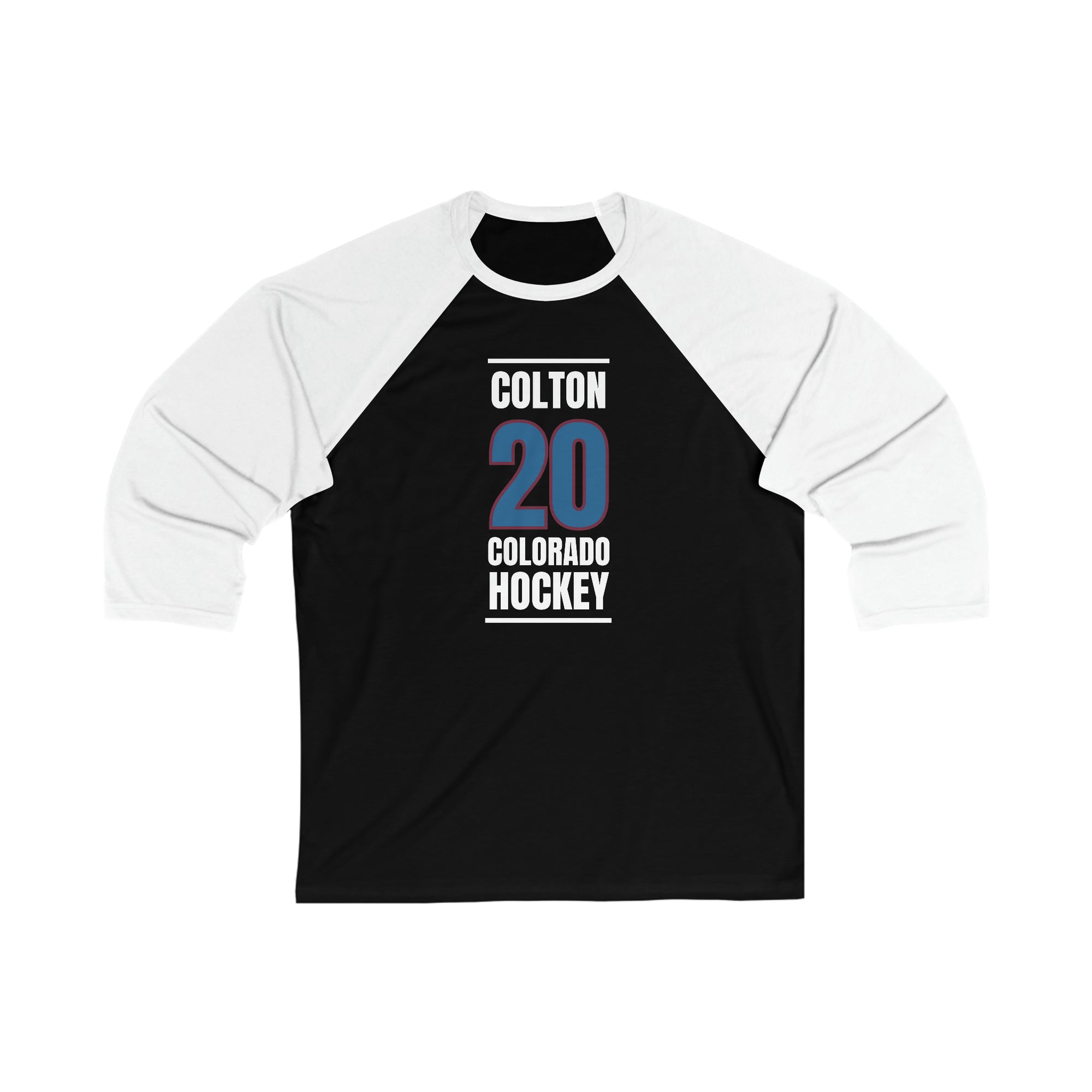 Colton 20 Colorado Hockey Blue Vertical Design Unisex Tri-Blend 3/4 Sleeve Raglan Baseball Shirt