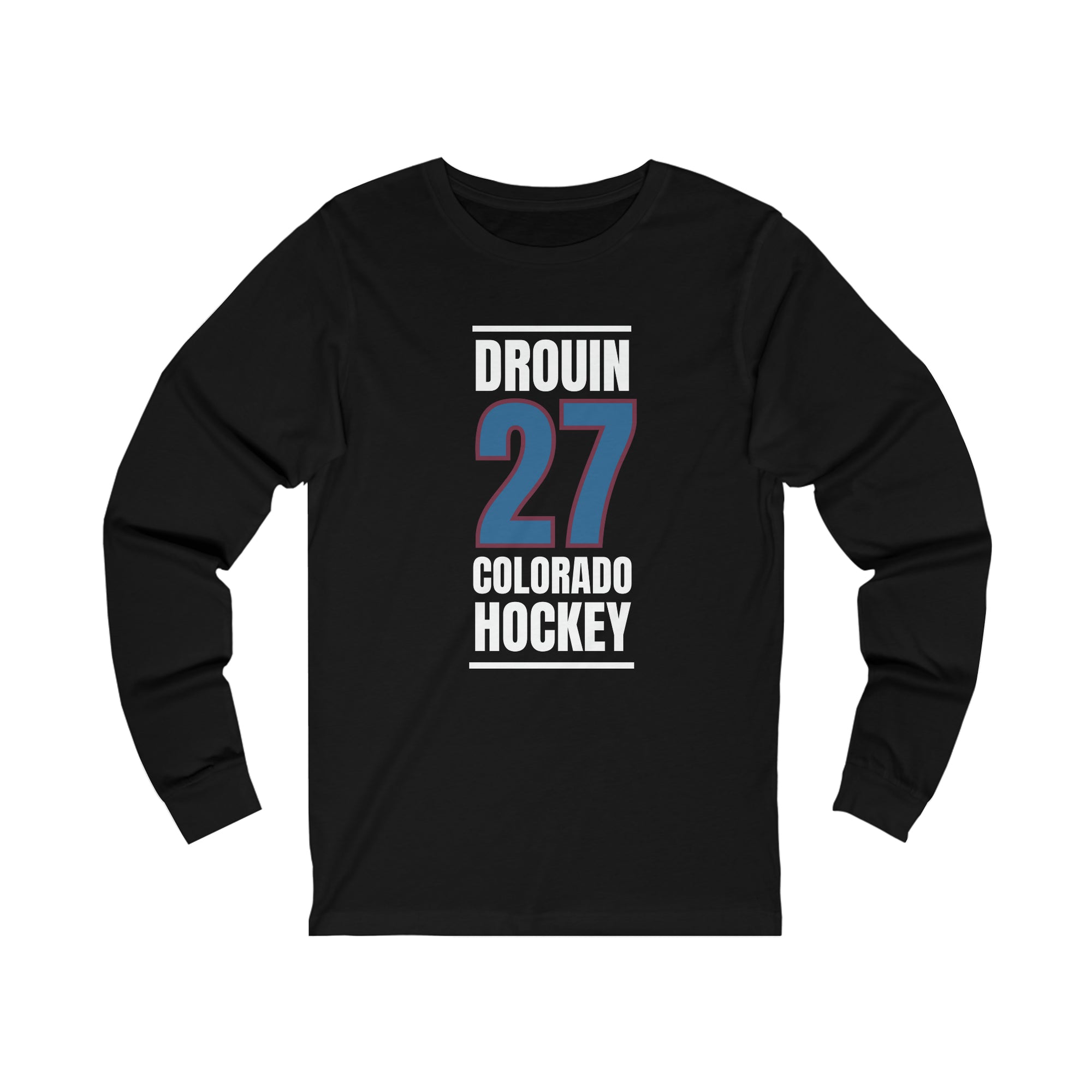 Drouin 27 Colorado Hockey Blue Vertical Design Unisex Jersey Long Sleeve Shirt