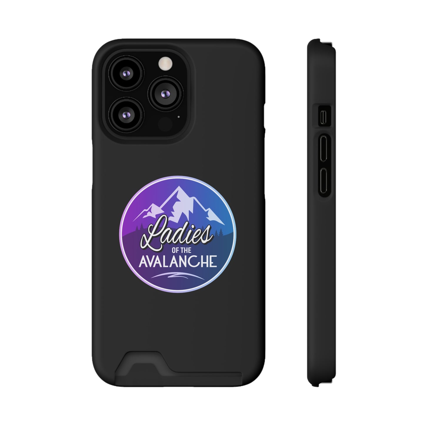 Ladies Of The Avalanche Gradient Colors Phone Case With Card Holder, Black