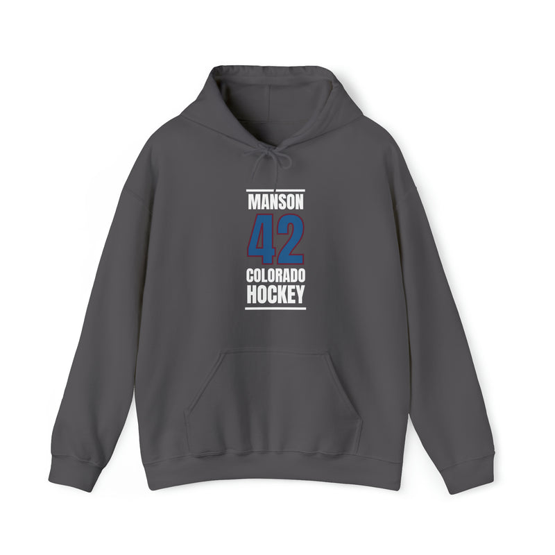 Manson 42 Colorado Hockey Blue Vertical Design Unisex Hooded Sweatshirt