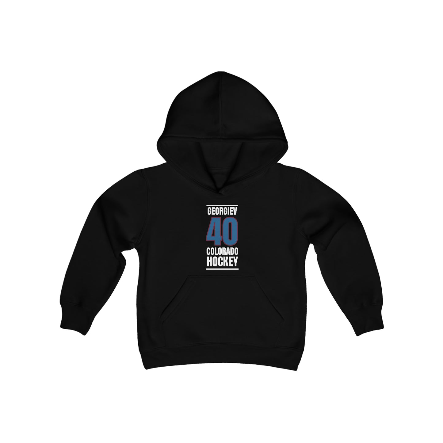 Georgiev 40 Colorado Hockey Blue Vertical Design Youth Hooded Sweatshirt