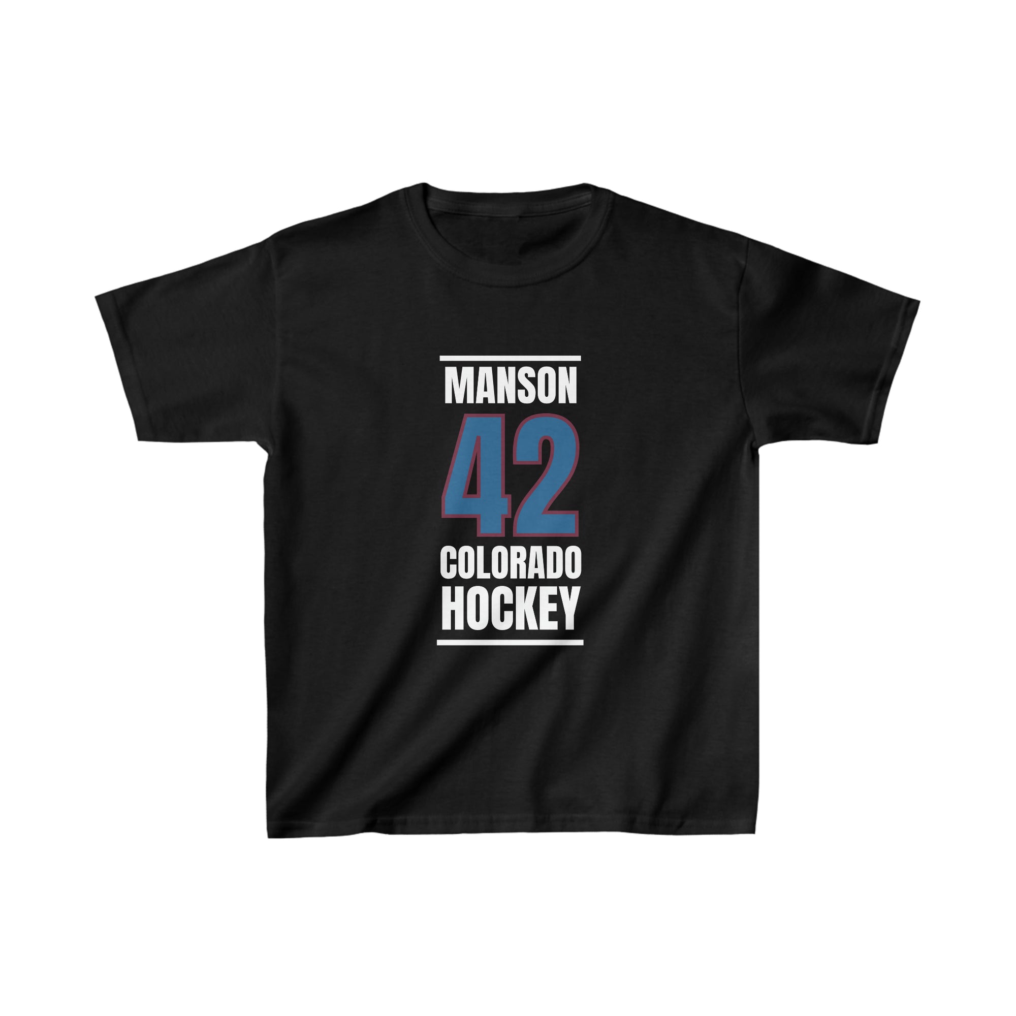 Manson 42 Colorado Hockey Blue Vertical Design Kids Tee