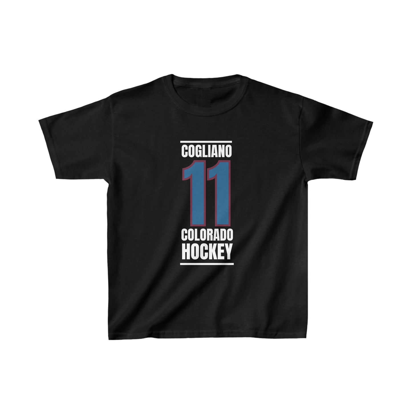 Cogliano 11 Colorado Hockey Blue Vertical Design Kids Tee