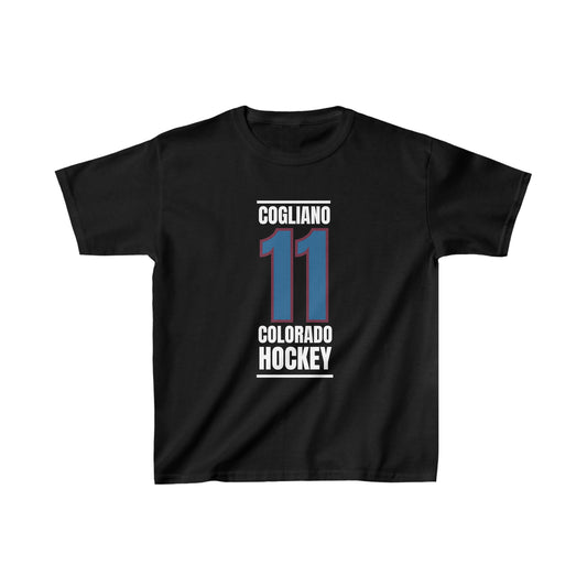 Cogliano 11 Colorado Hockey Blue Vertical Design Kids Tee