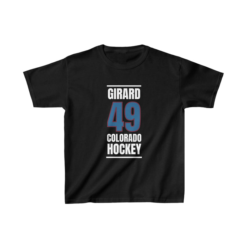 Girard 49 Colorado Hockey Blue Vertical Design Kids Tee