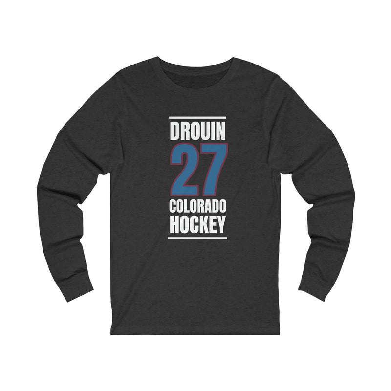 Drouin 27 Colorado Hockey Blue Vertical Design Unisex Jersey Long Sleeve Shirt