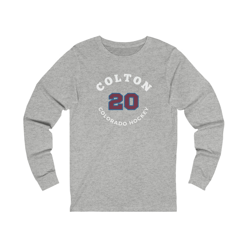 Colton 20 Colorado Hockey Number Arch Design Unisex Jersey Long Sleeve Shirt