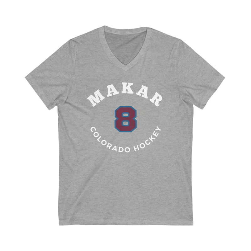 Makar 8 Colorado Hockey Number Arch Design Unisex V-Neck Tee