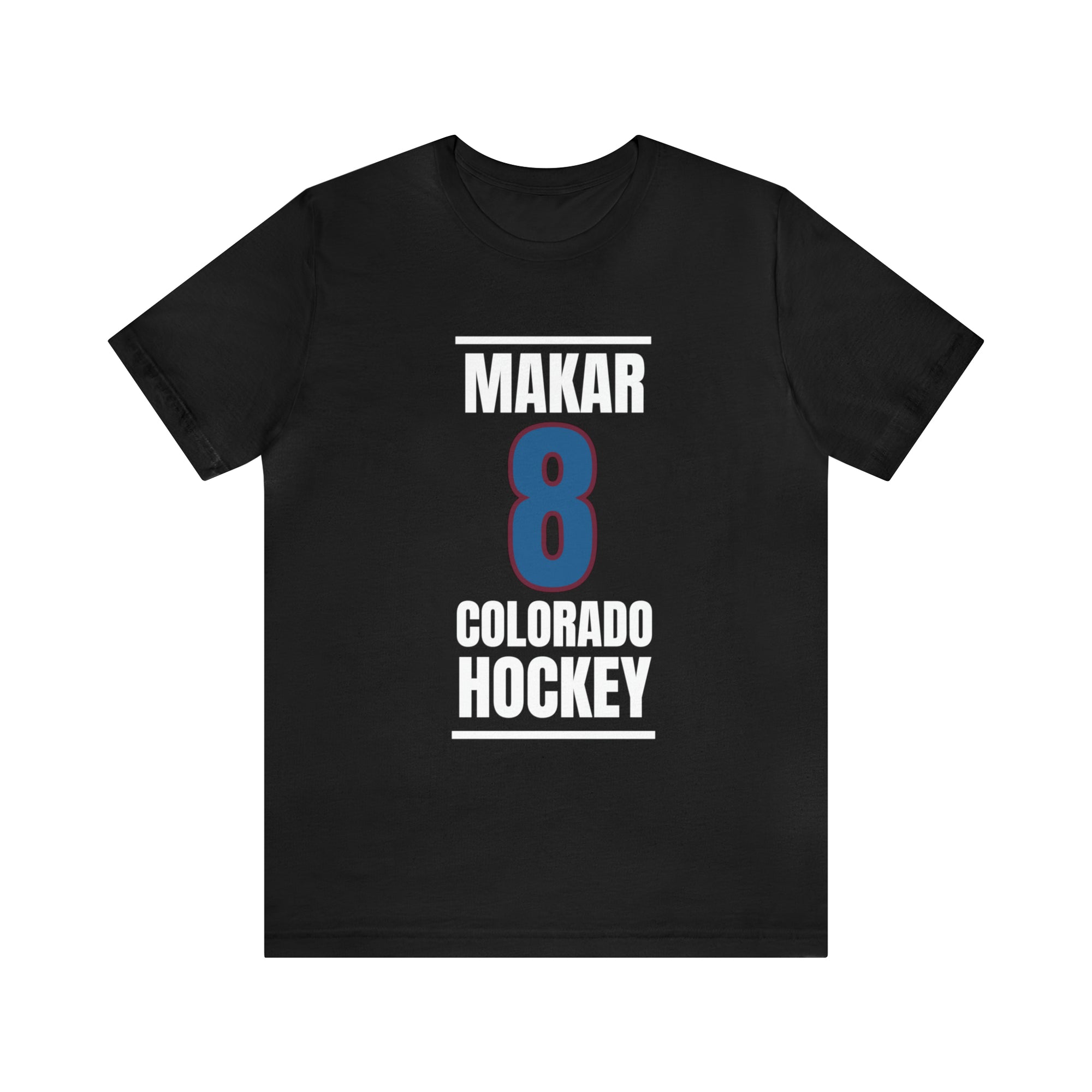 Makar 8 Colorado Hockey Blue Vertical Design Unisex T-Shirt