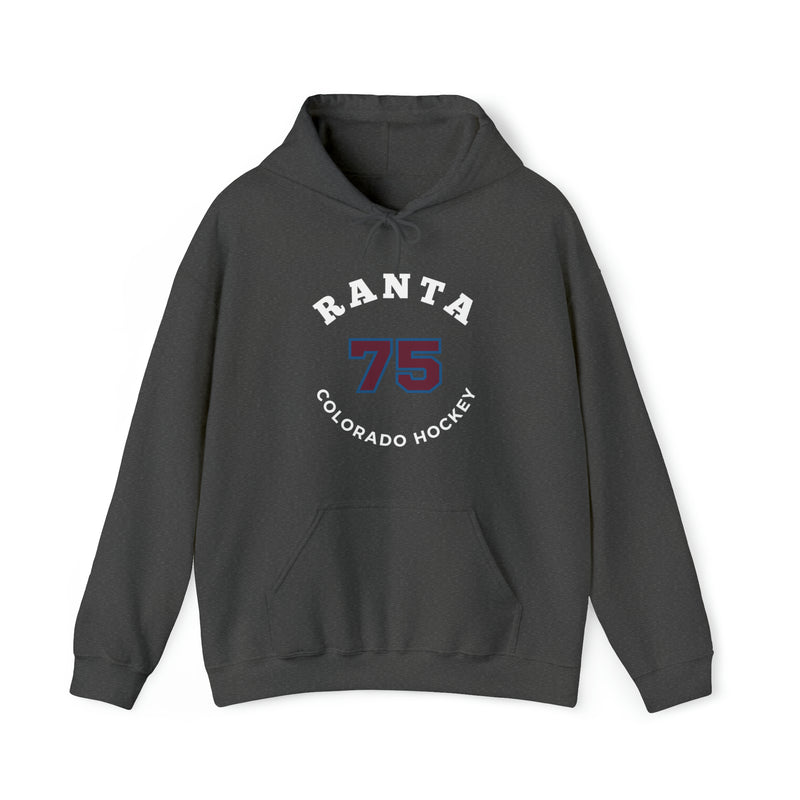 Ranta 75 Colorado Hockey Number Arch Design Unisex Hooded Sweatshirt