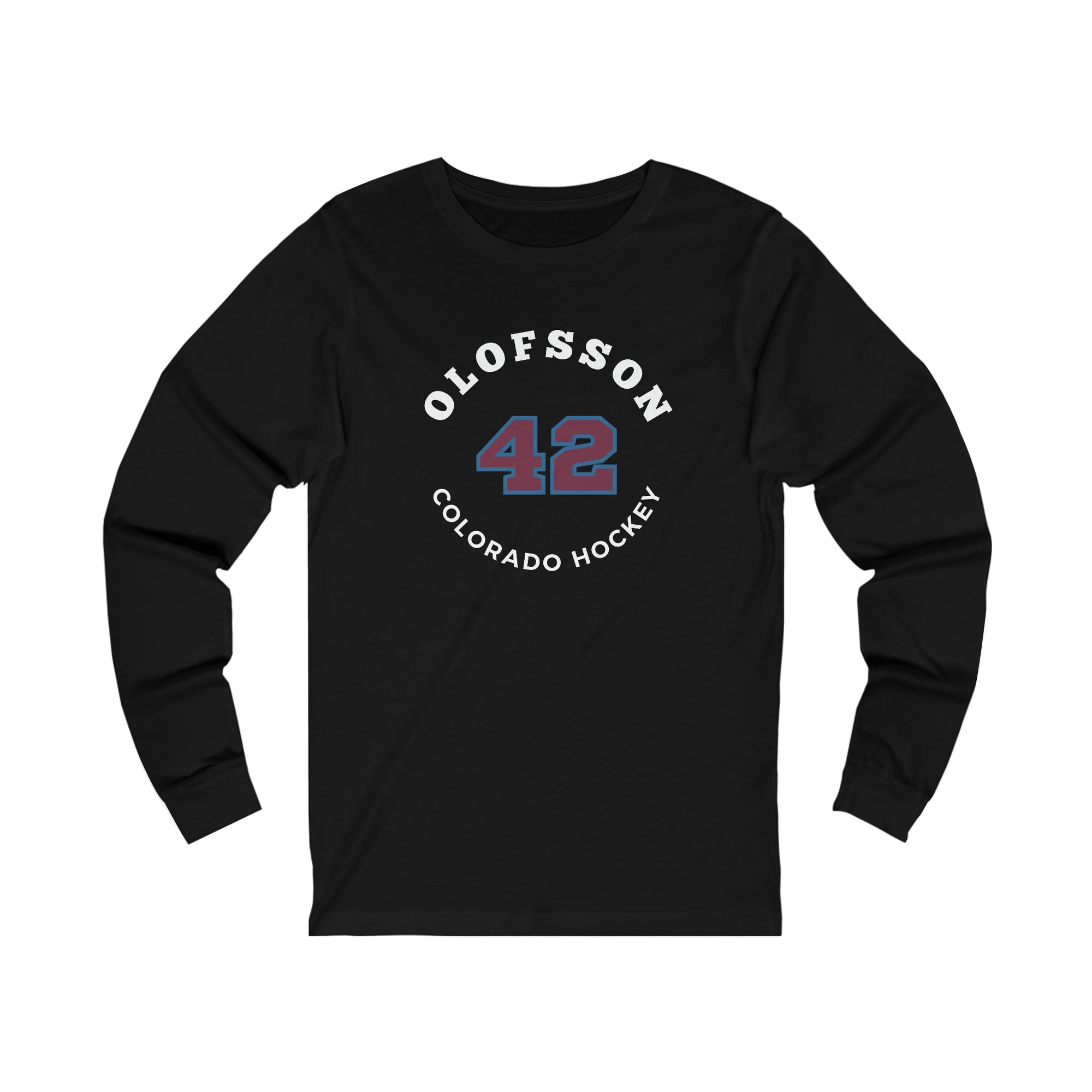 Olofsson 42 Colorado Hockey Number Arch Design Unisex Jersey Long Sleeve Shirt