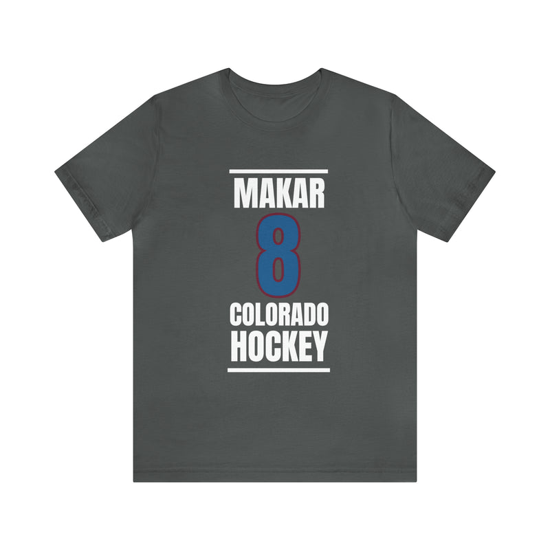 Makar 8 Colorado Hockey Blue Vertical Design Unisex T-Shirt