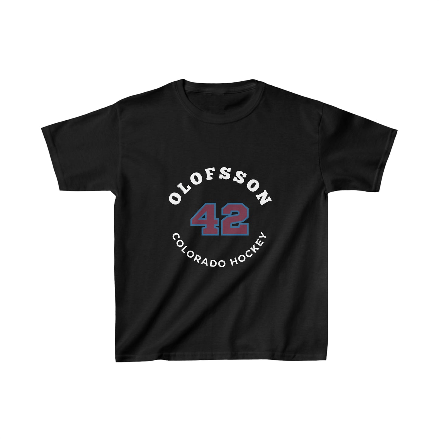 Olofsson 42 Colorado Hockey Number Arch Design Kids Tee