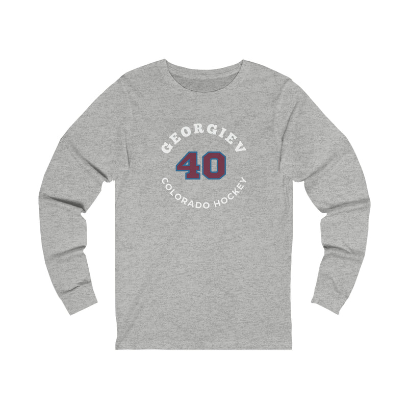 Georgiev 40 Colorado Hockey Number Arch Design Unisex Jersey Long Sleeve Shirt