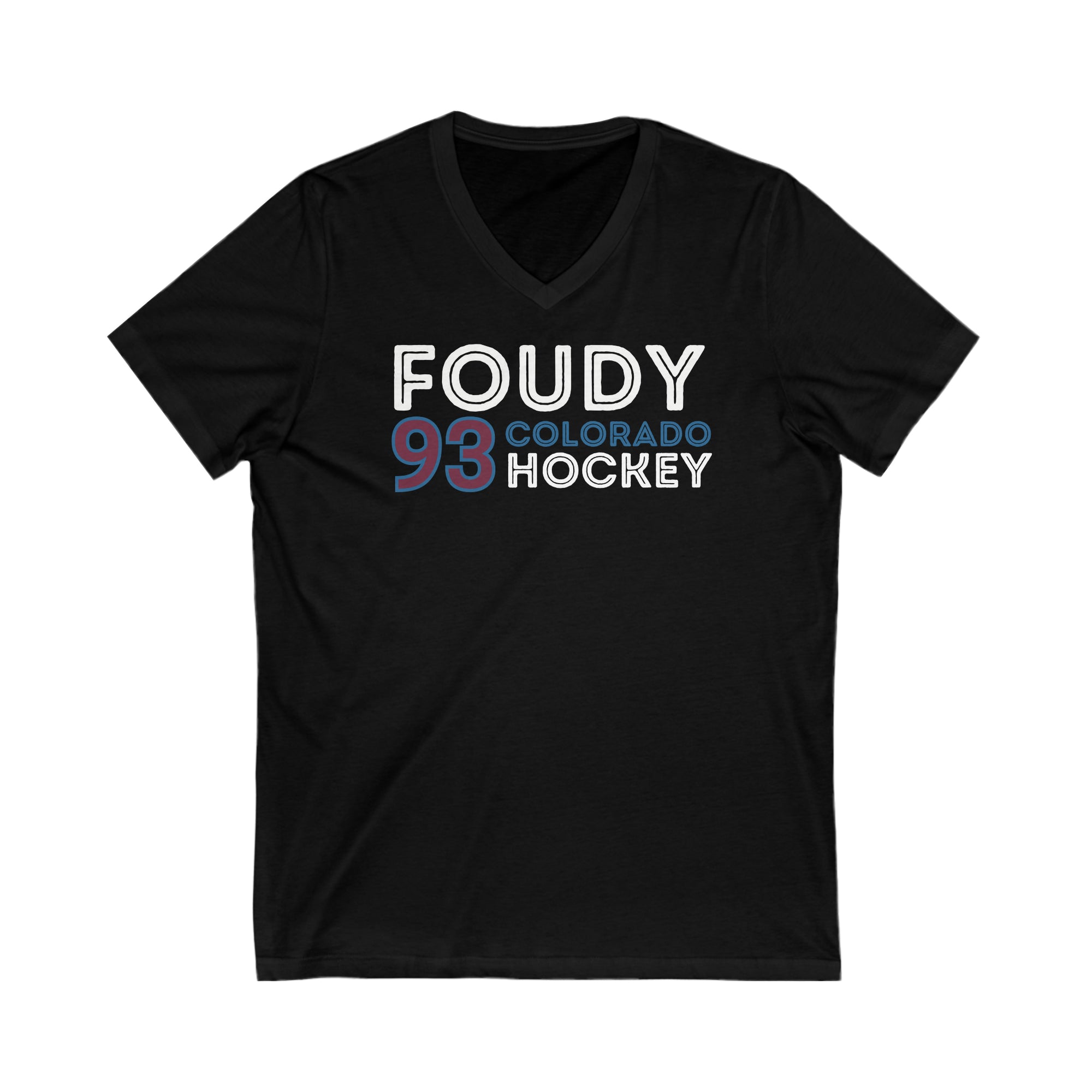 Foudy 93 Colorado Hockey Grafitti Wall Design Unisex V-Neck Tee