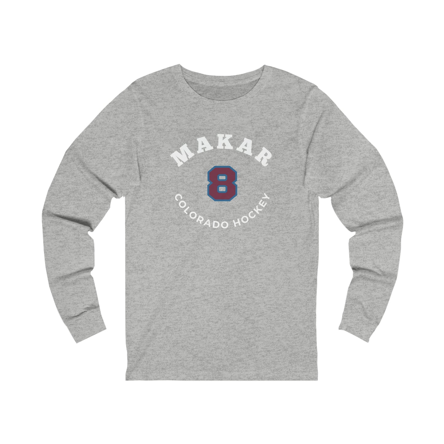 Makar 8 Colorado Hockey Number Arch Design Unisex Jersey Long Sleeve Shirt