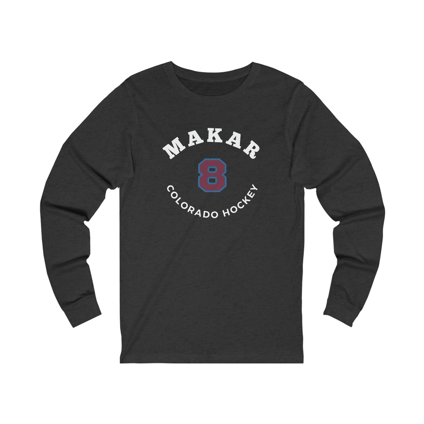 Makar 8 Colorado Hockey Number Arch Design Unisex Jersey Long Sleeve Shirt