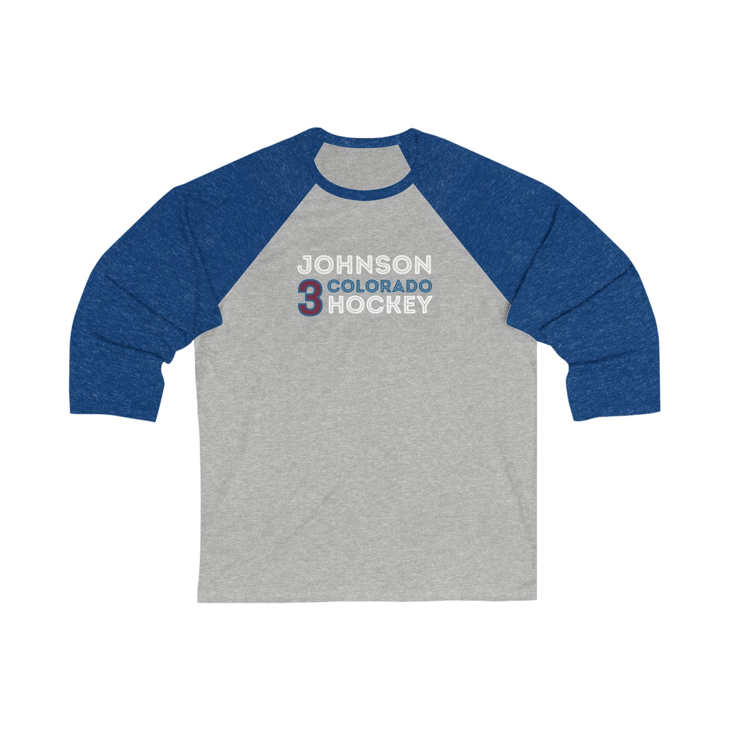 Johnson 3 Colorado Hockey Grafitti Wall Design Unisex Tri-Blend 3/4 Sleeve Raglan Baseball Shirt