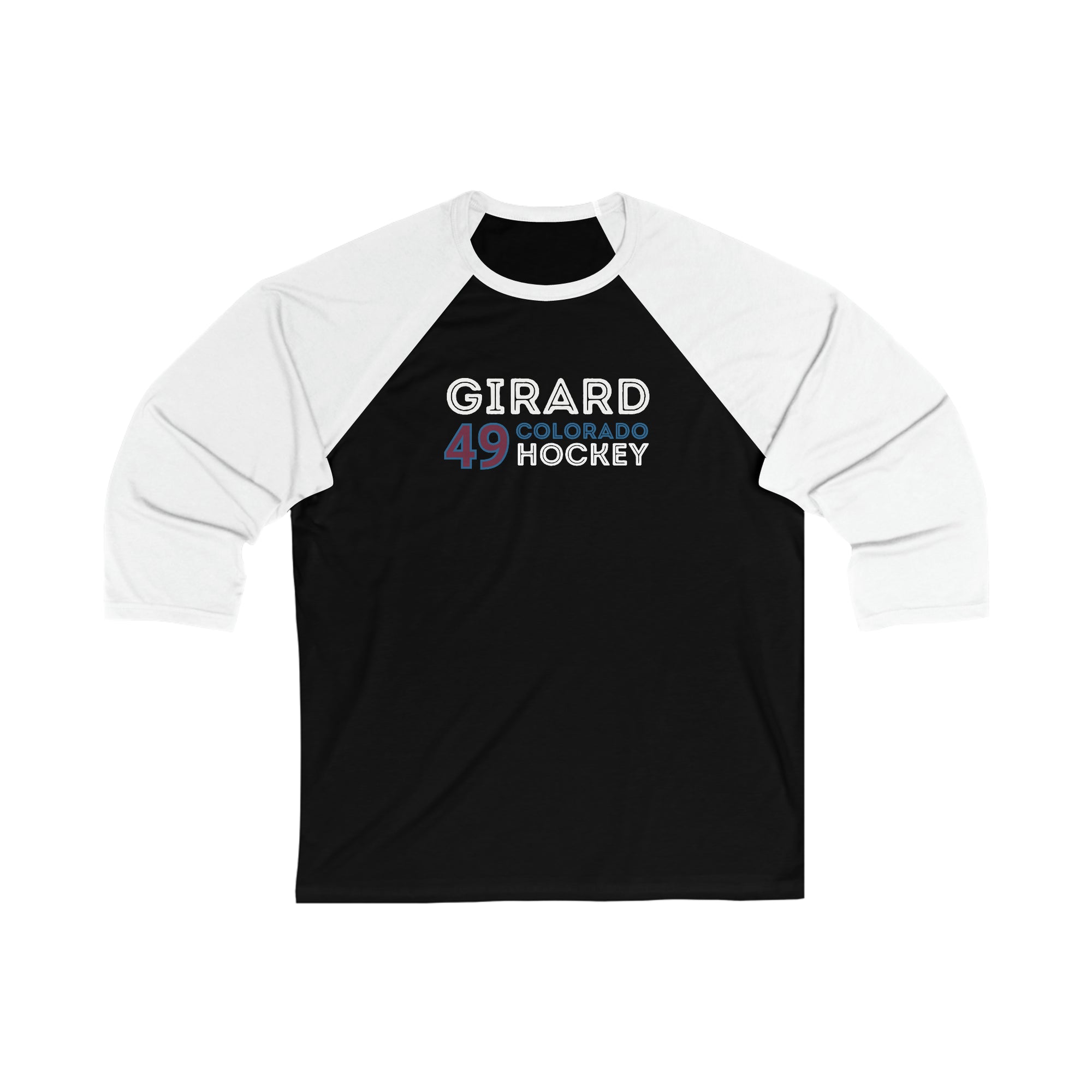 Girard 49 Colorado Hockey Grafitti Wall Design Unisex Tri-Blend 3/4 Sleeve Raglan Baseball Shirt