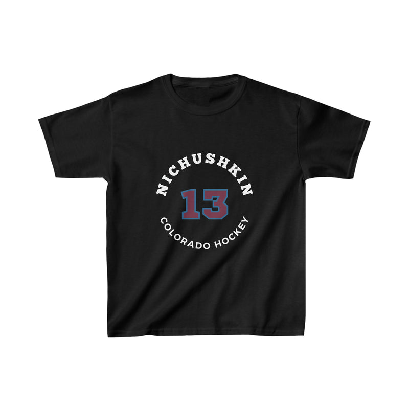 Nichushkin 13 Colorado Hockey Number Arch Design Kids Tee