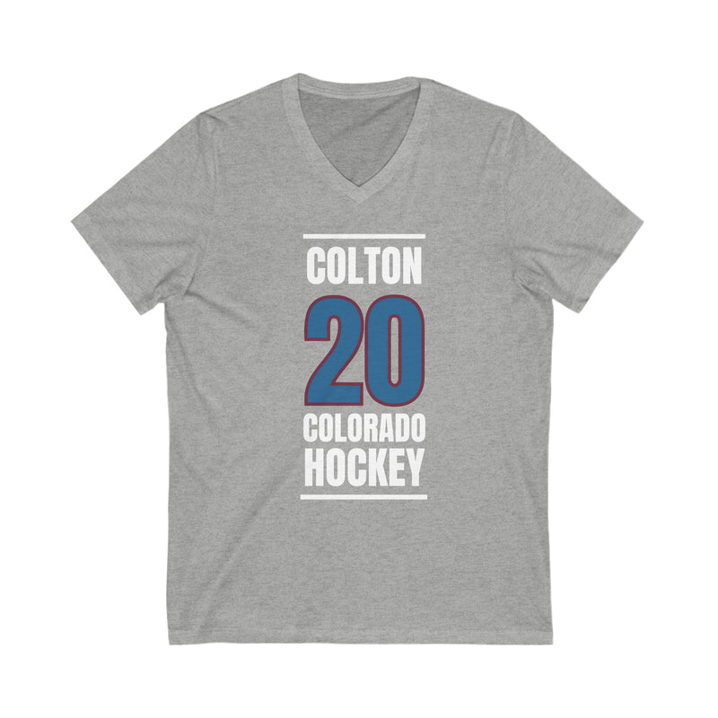 Colton 20 Colorado Hockey Blue Vertical Design Unisex V-Neck Tee