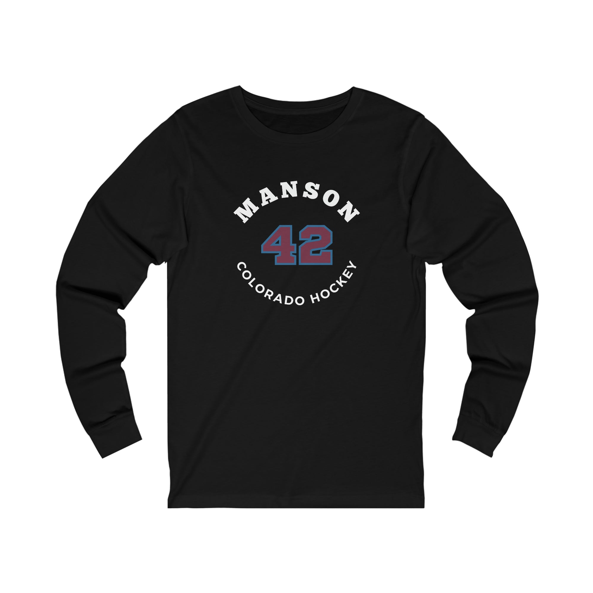 Manson 42 Colorado Hockey Number Arch Design Unisex Jersey Long Sleeve Shirt