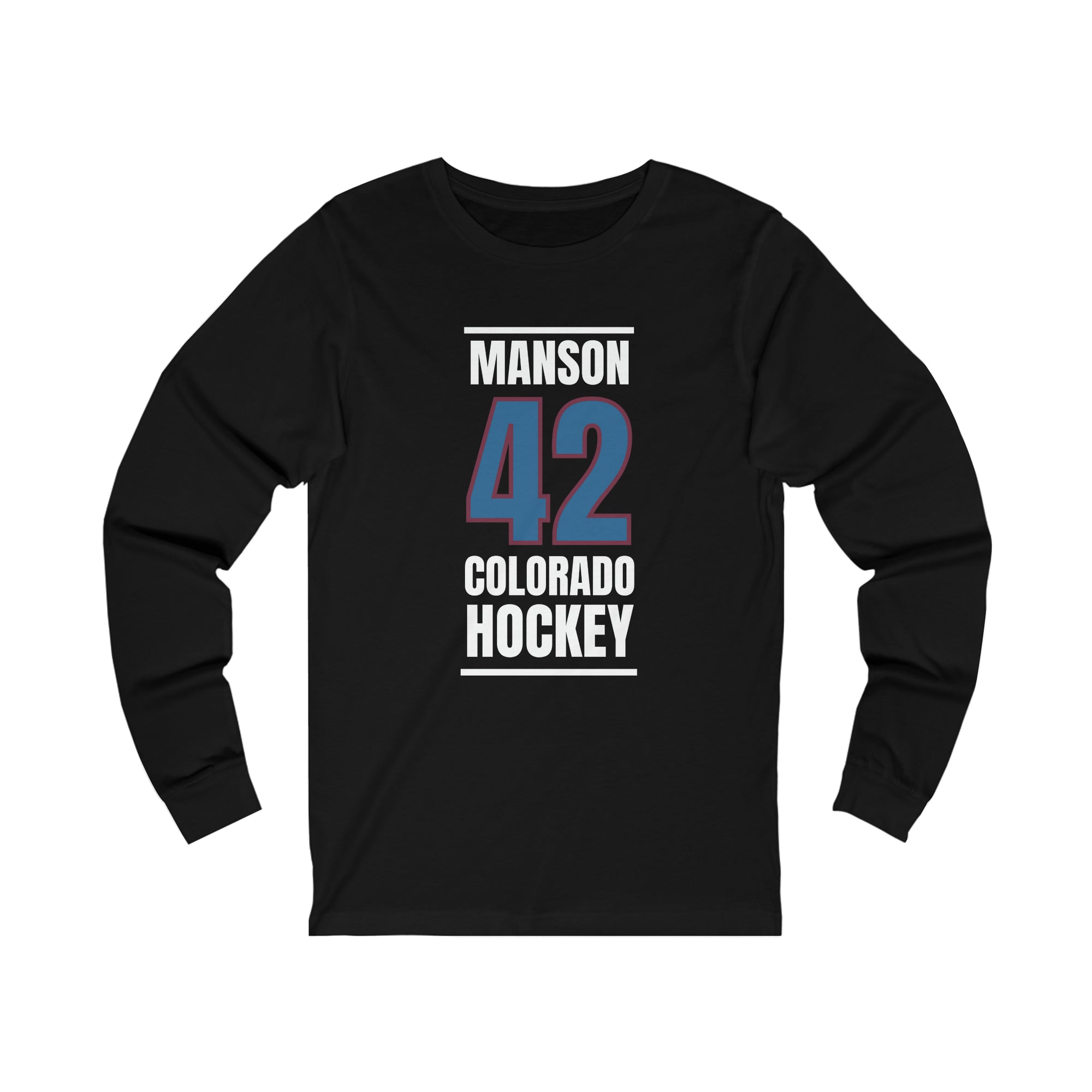 Manson 42 Colorado Hockey Blue Vertical Design Unisex Jersey Long Sleeve Shirt