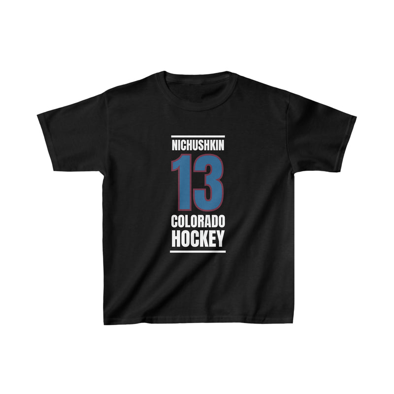 Nichushkin 13 Colorado Hockey Blue Vertical Design Kids Tee