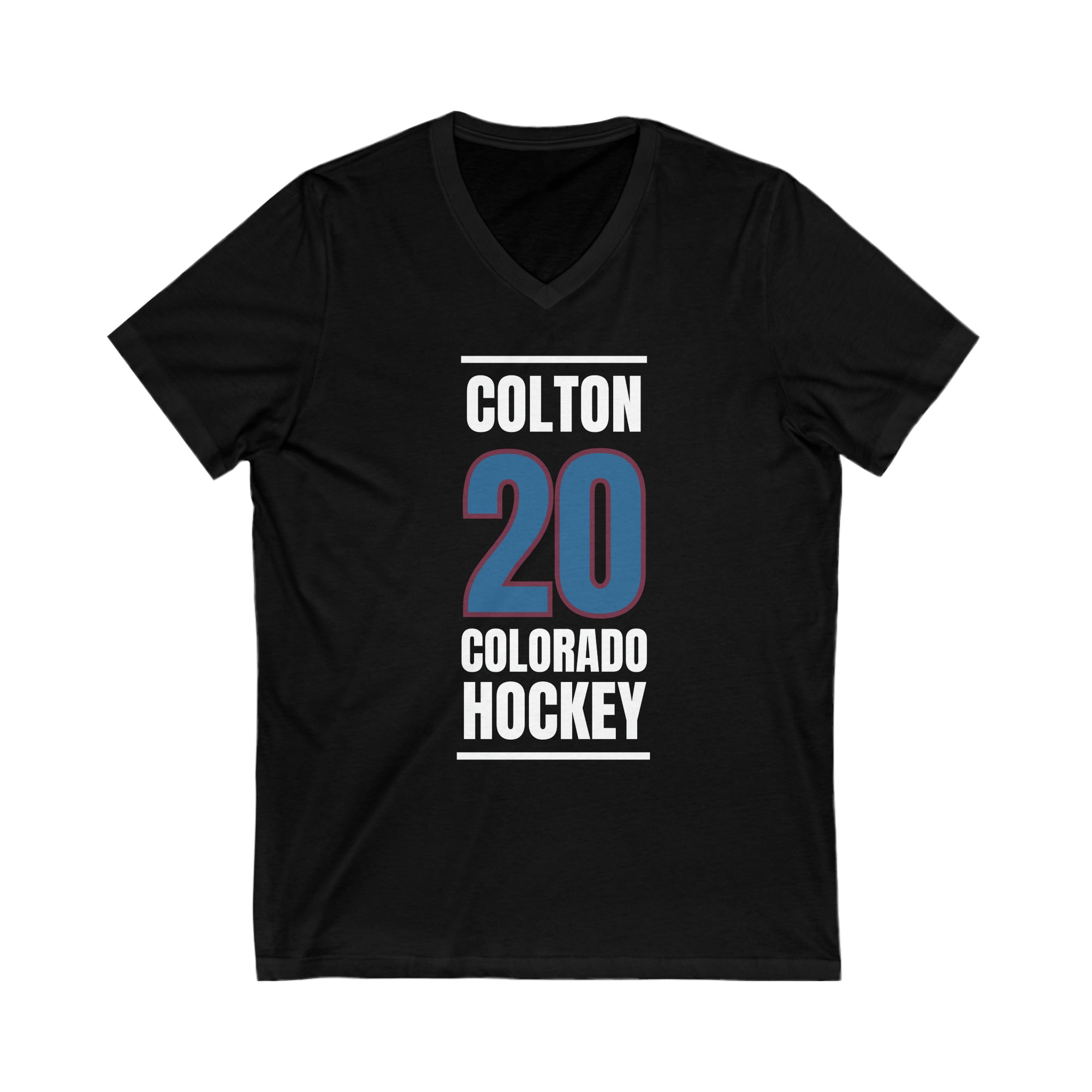 Colton 20 Colorado Hockey Blue Vertical Design Unisex V-Neck Tee