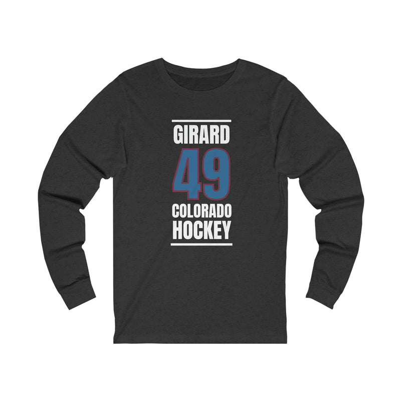 Girard 49 Colorado Hockey Blue Vertical Design Unisex Jersey Long Sleeve Shirt