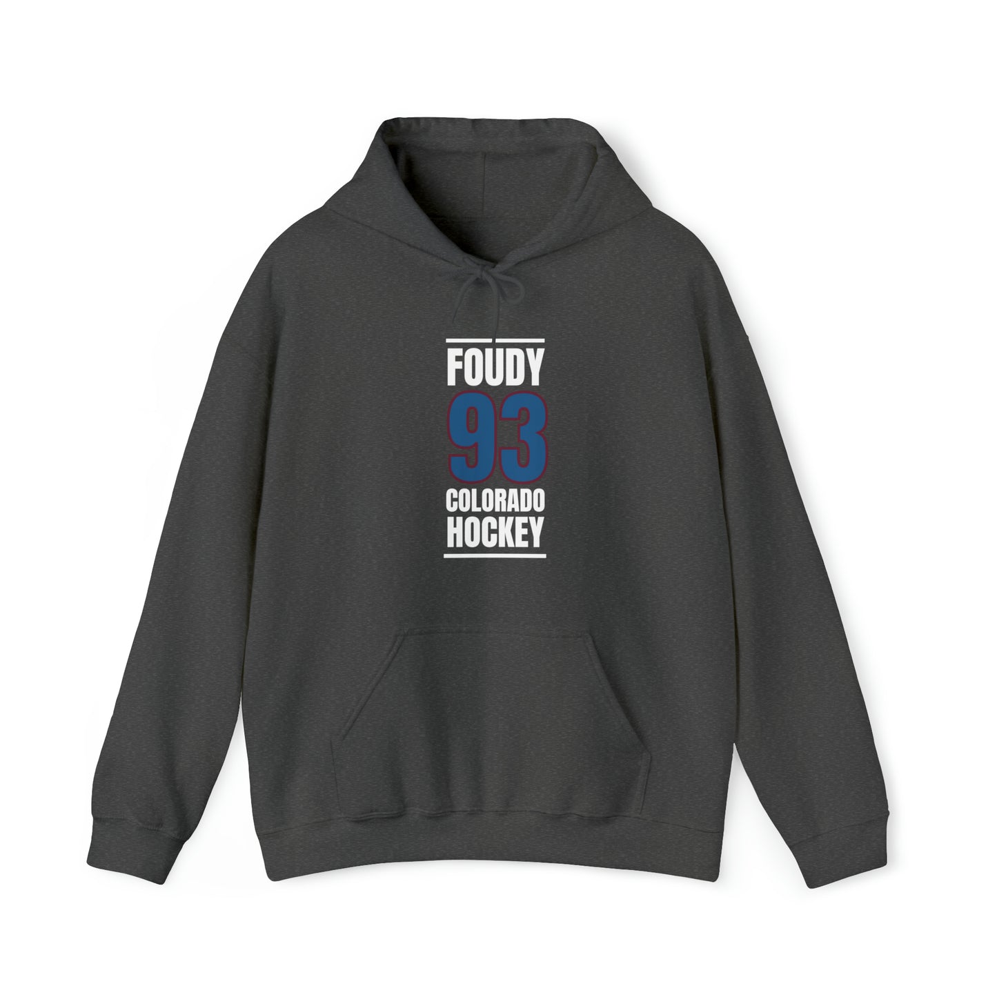 Foudy 93 Colorado Hockey Blue Vertical Design Unisex Hooded Sweatshirt