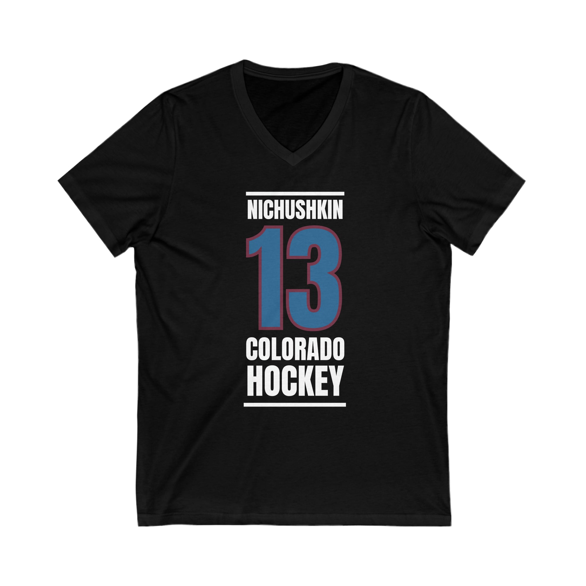 Nichushkin 13 Colorado Hockey Blue Vertical Design Unisex V-Neck Tee