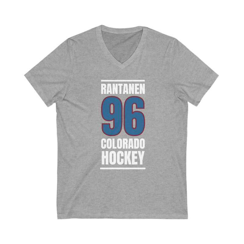 Rantanen 96 Colorado Hockey Blue Vertical Design Unisex V-Neck Tee