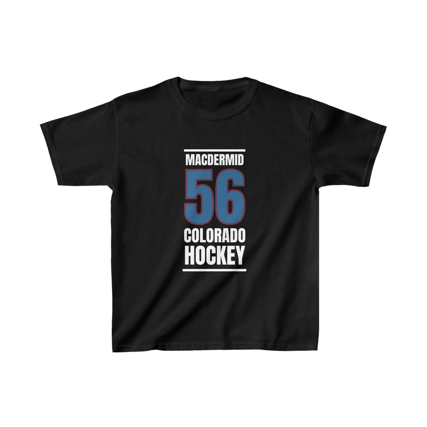 MacDermid 56 Colorado Hockey Blue Vertical Design Kids Tee