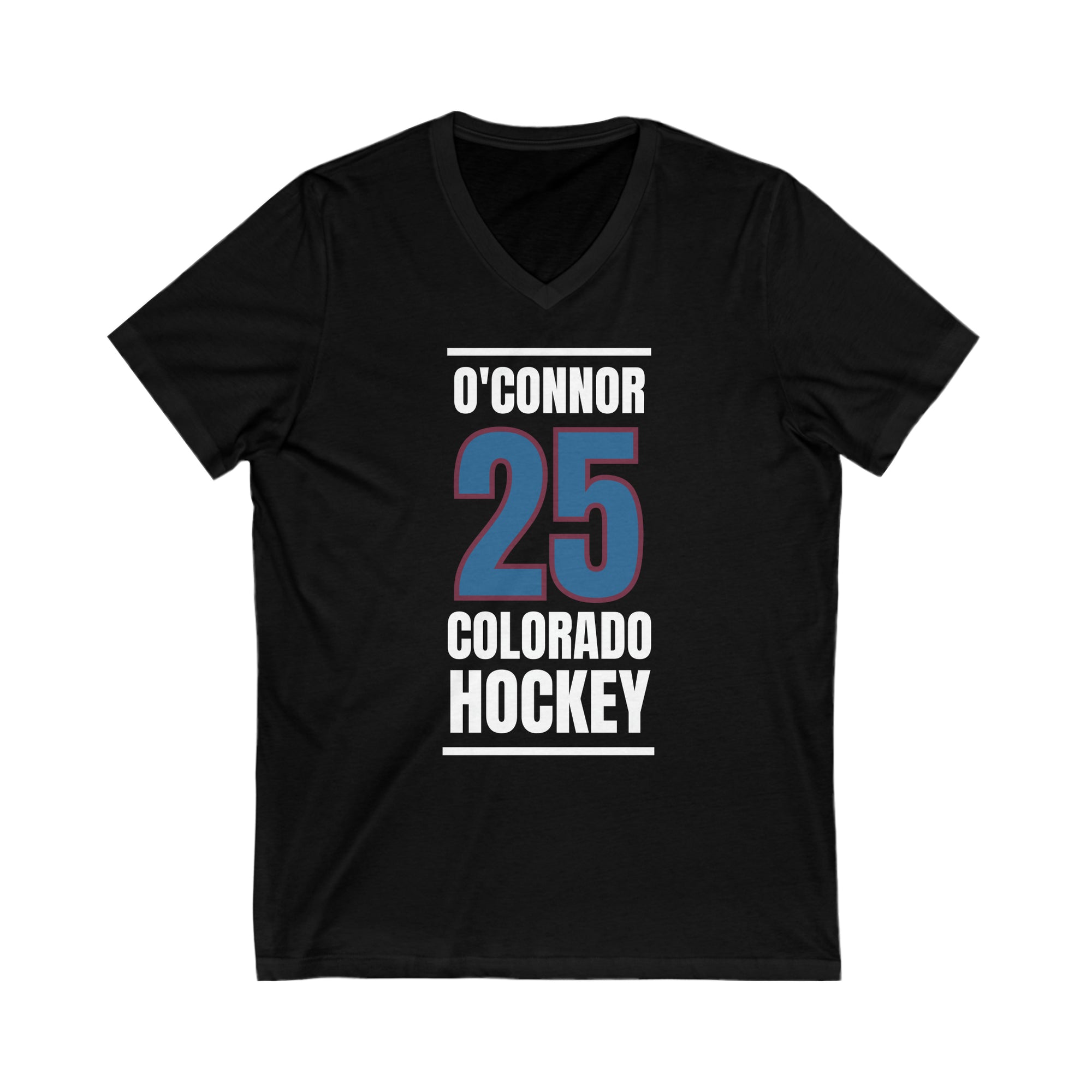 O'Connor 25 Colorado Hockey Blue Vertical Design Unisex V-Neck Tee