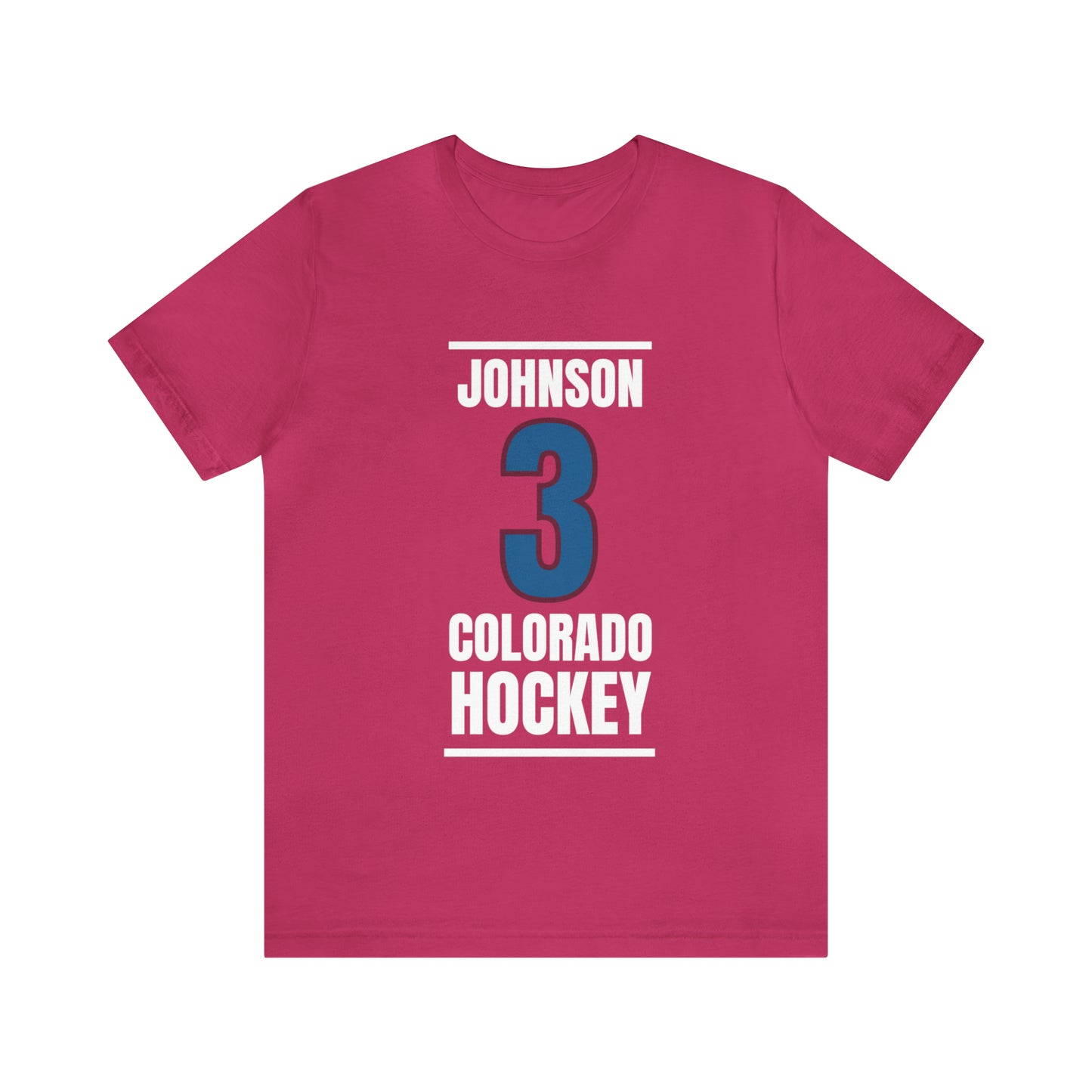 Johnson 3 Colorado Hockey Blue Vertical Design Unisex T-Shirt