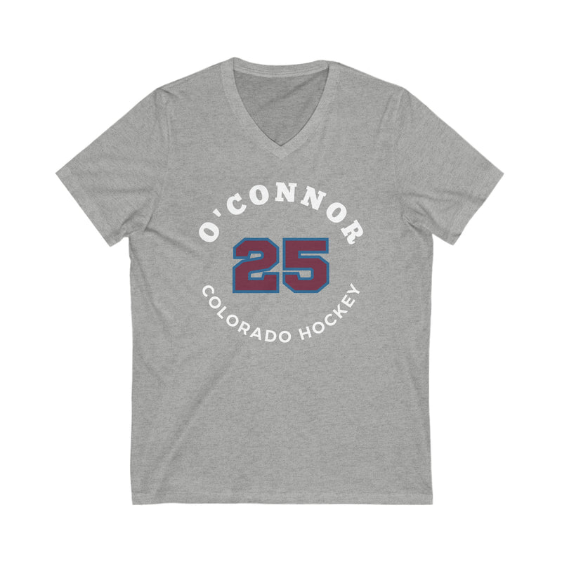 O'Connor 25 Colorado Hockey Number Arch Design Unisex V-Neck Tee