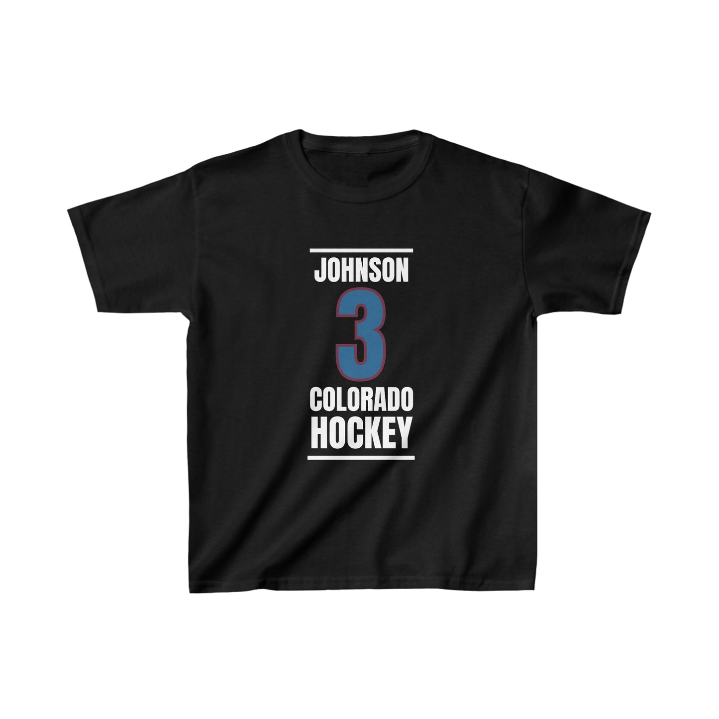 Johnson 3 Colorado Hockey Blue Vertical Design Kids Tee