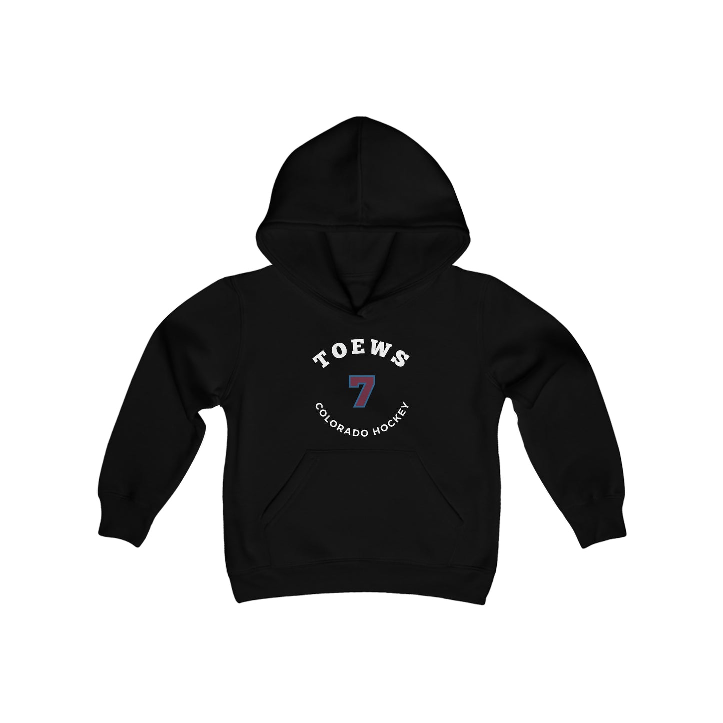 Toews 7 Colorado Hockey Number Arch Design Youth Hooded Sweatshirt