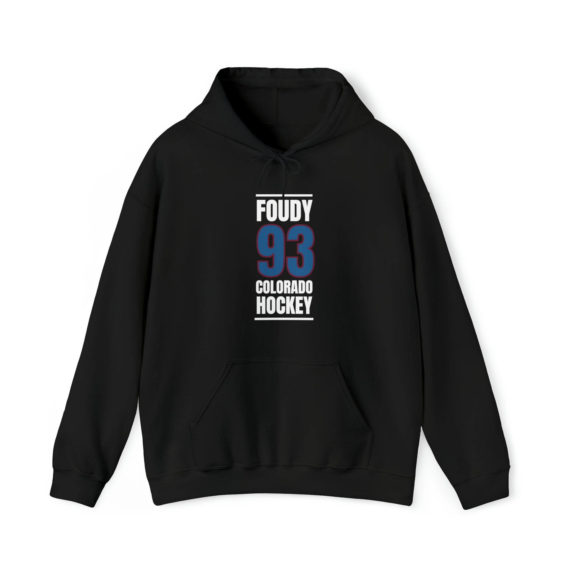 Foudy 93 Colorado Hockey Blue Vertical Design Unisex Hooded Sweatshirt