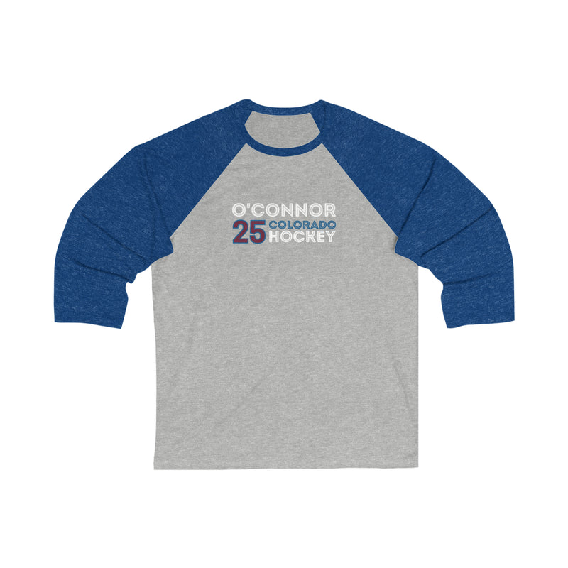 O'Connor 25 Colorado Hockey Grafitti Wall Design Unisex Tri-Blend 3/4 Sleeve Raglan Baseball Shirt