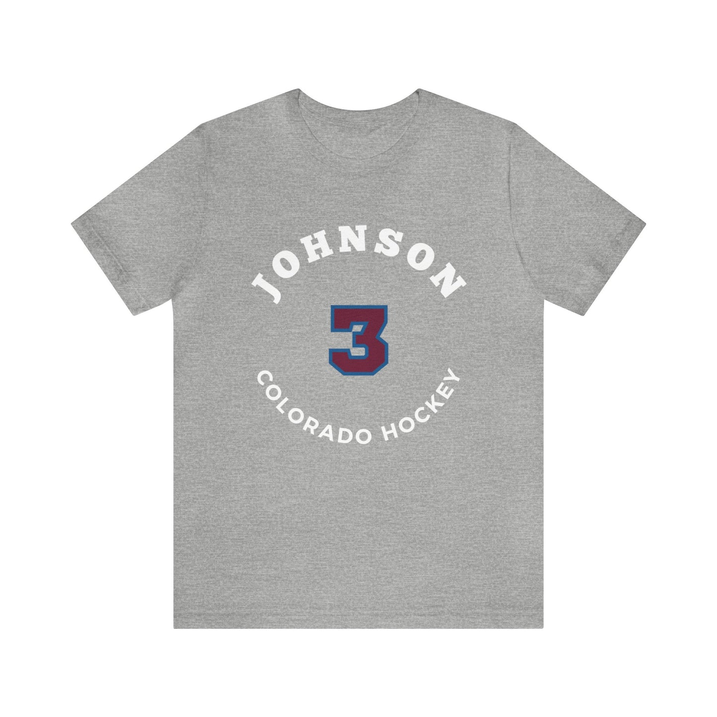 Johnson 3 Colorado Hockey Number Arch Design Unisex T-Shirt