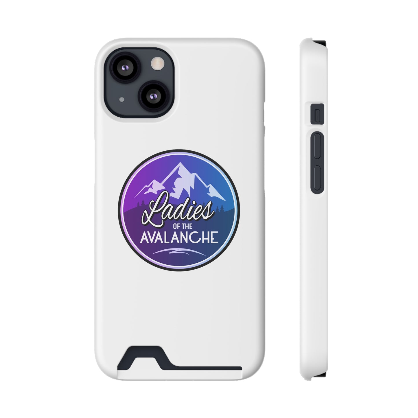 Ladies Of The Avalanche Gradient Colors Phone Case With Card Holder, White