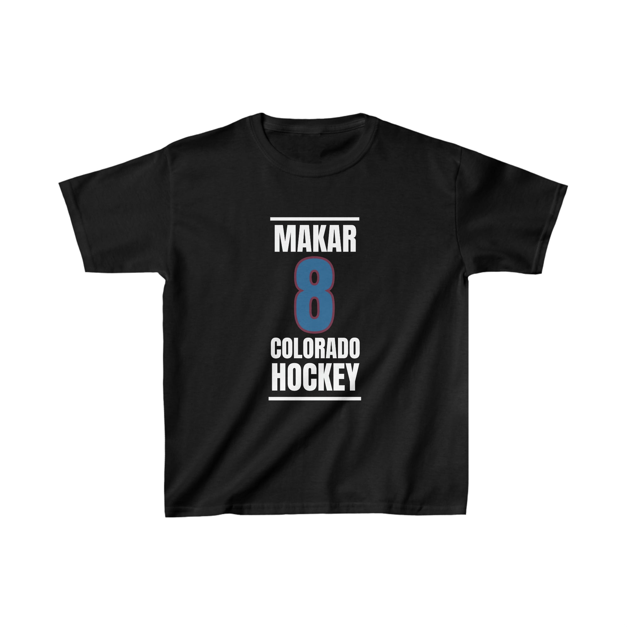 Makar 8 Colorado Hockey Blue Vertical Design Kids Tee