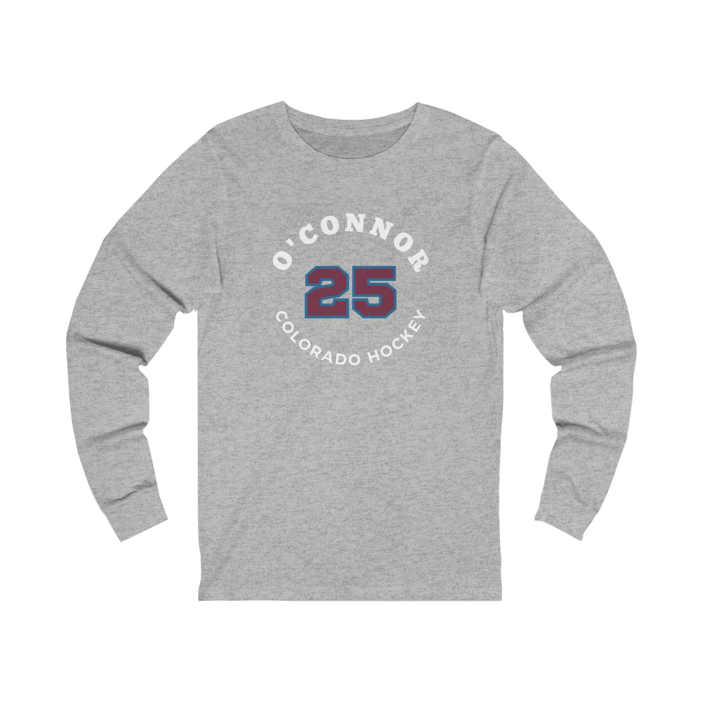 O'Connor 25 Colorado Hockey Number Arch Design Unisex Jersey Long Sleeve Shirt