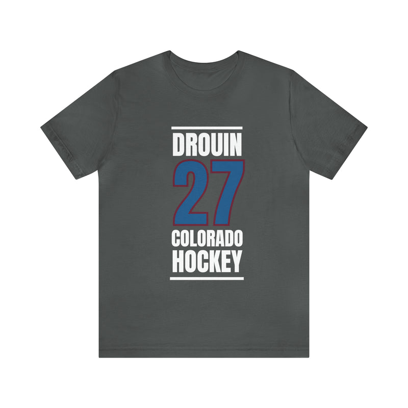 Drouin 27 Colorado Hockey Blue Vertical Design Unisex T-Shirt