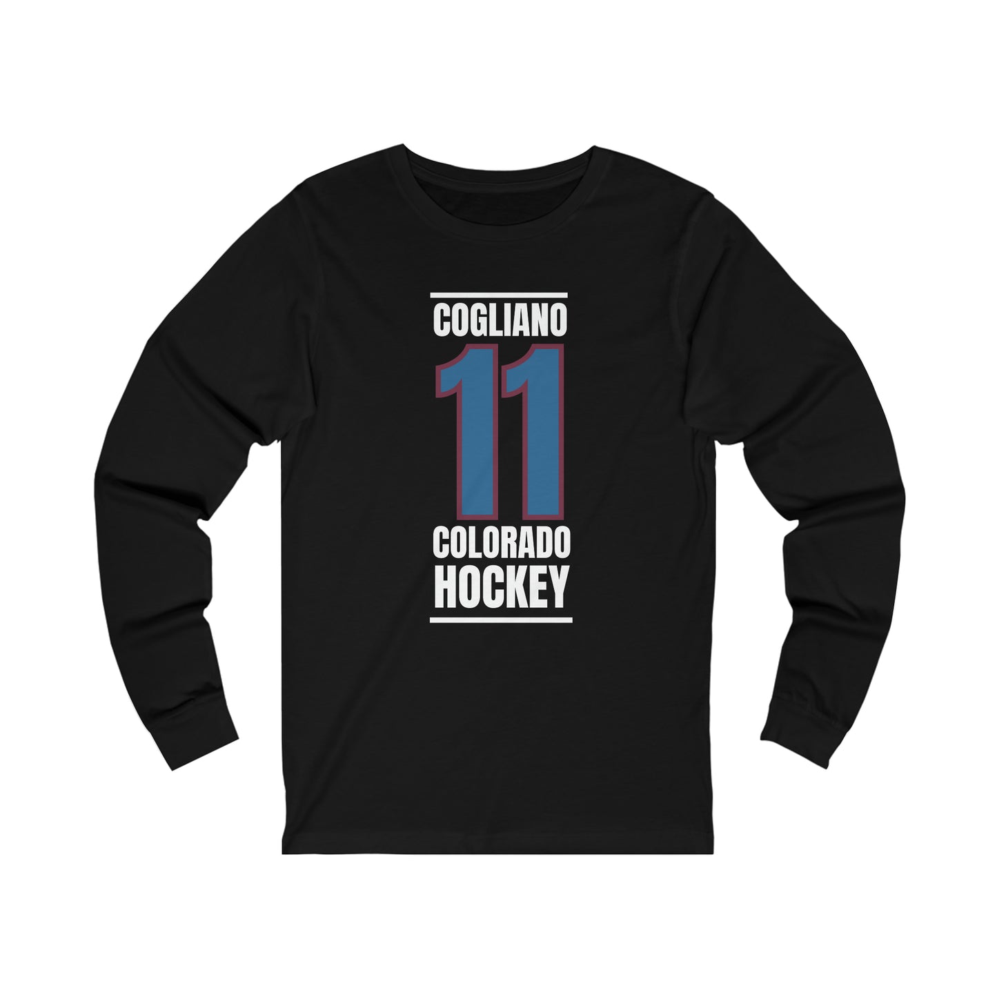 Cogliano 11 Colorado Hockey Blue Vertical Design Unisex Jersey Long Sleeve Shirt