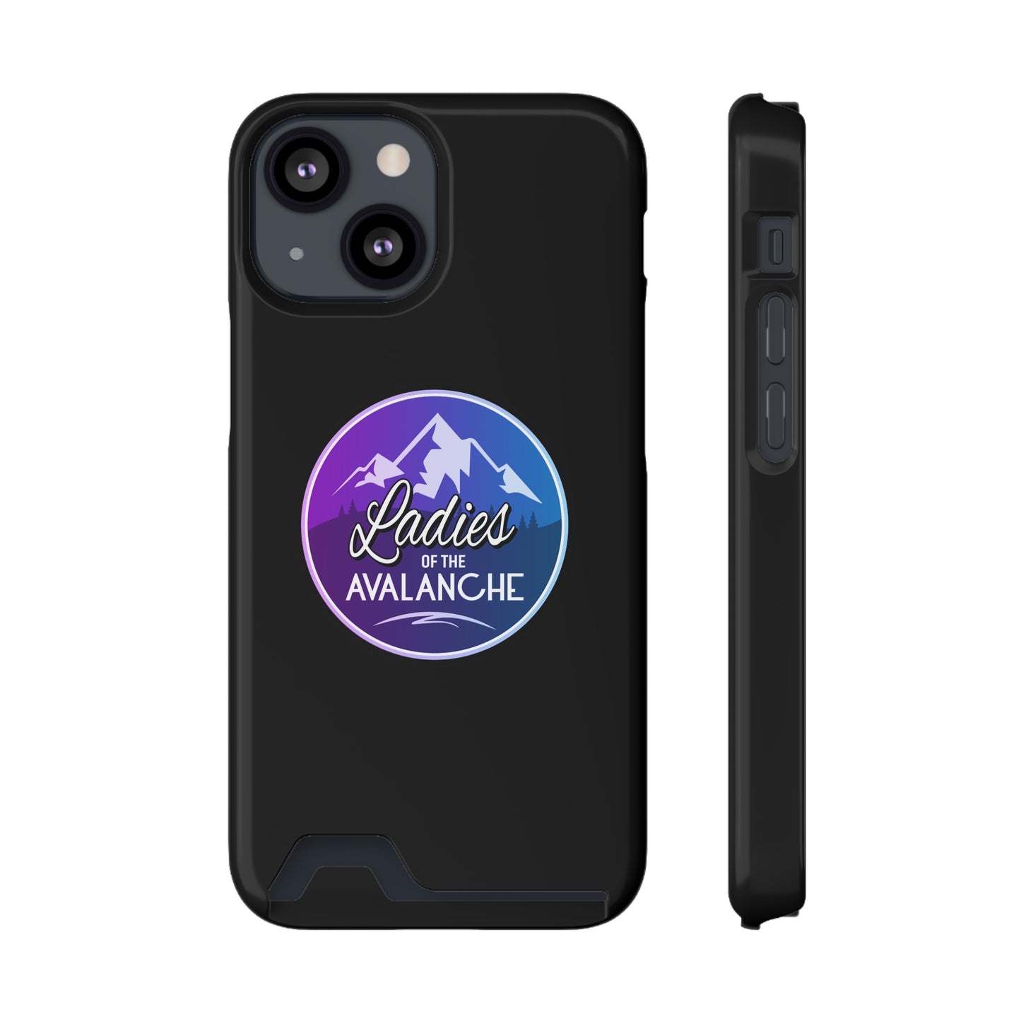 Ladies Of The Avalanche Gradient Colors Phone Case With Card Holder, Black